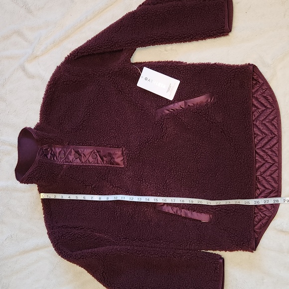 NEW Athleta Cozy Sherpa Snap Fleece Spiced Cabernet Maroon Women's Size Medium - Picture 6 of 13